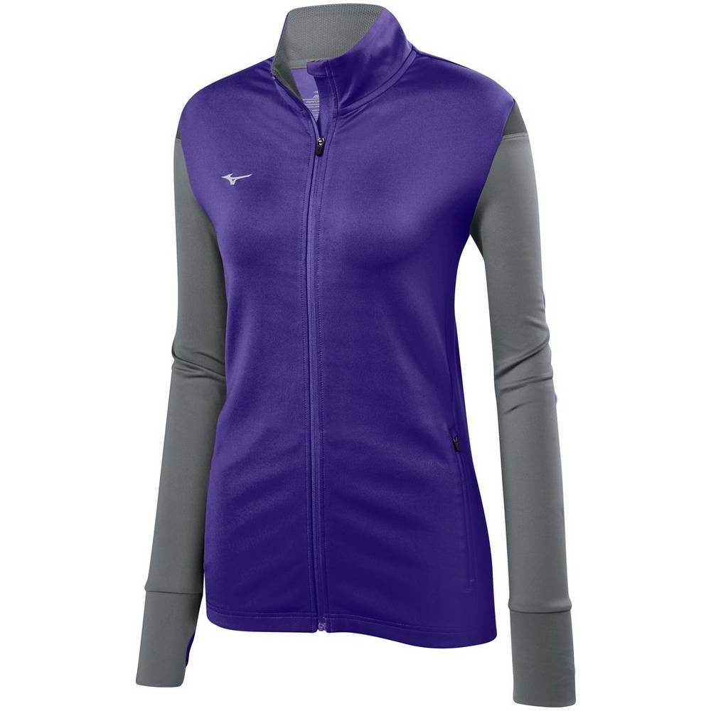 Womens Mizuno Horizon Full Zip Volleyball Jacket Purple/Grey Philippines (VKRBIM625)